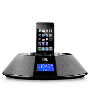 JBL On Time 200P - Black - AM/FM clock radio and loudspeaker dock for your iPod and iPhone - Front